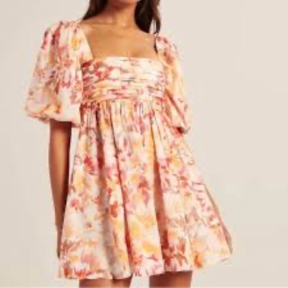 Abercrombie and Fitch Emerson Puff Sleeve Floral Mini Dress Size Small Tall